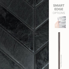 Smart Edge peel and stick backsplash tile Chevron herringbone black Smart Tiles