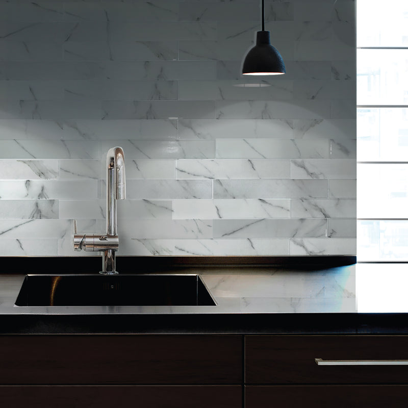 NORWAY White peel and stick backsplash tile smart tiles for kitchen, bathroom, vr and fireplace