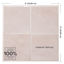 Dimensions peel and stick backsplash tile Zellige pink Smart Tiles