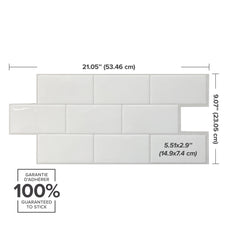 dimensions peel and stick backsplash tile Metro XL white Smart Tiles