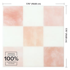 Dimensions peel and stick backsplash tiles Damier Petra checkboard white and pink Smart Tiles