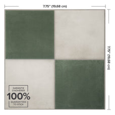 Dimensions peel and stick backsplash tile Damier Eldora green and white checkboard Smart Tiles