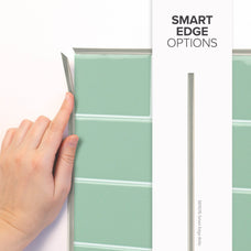 smart edge peel and stick backsplash tiles METRO Green Smart Tiles