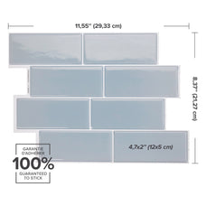Dimensions peel and stick backsplash tiles METRO Blue Smart Tiles