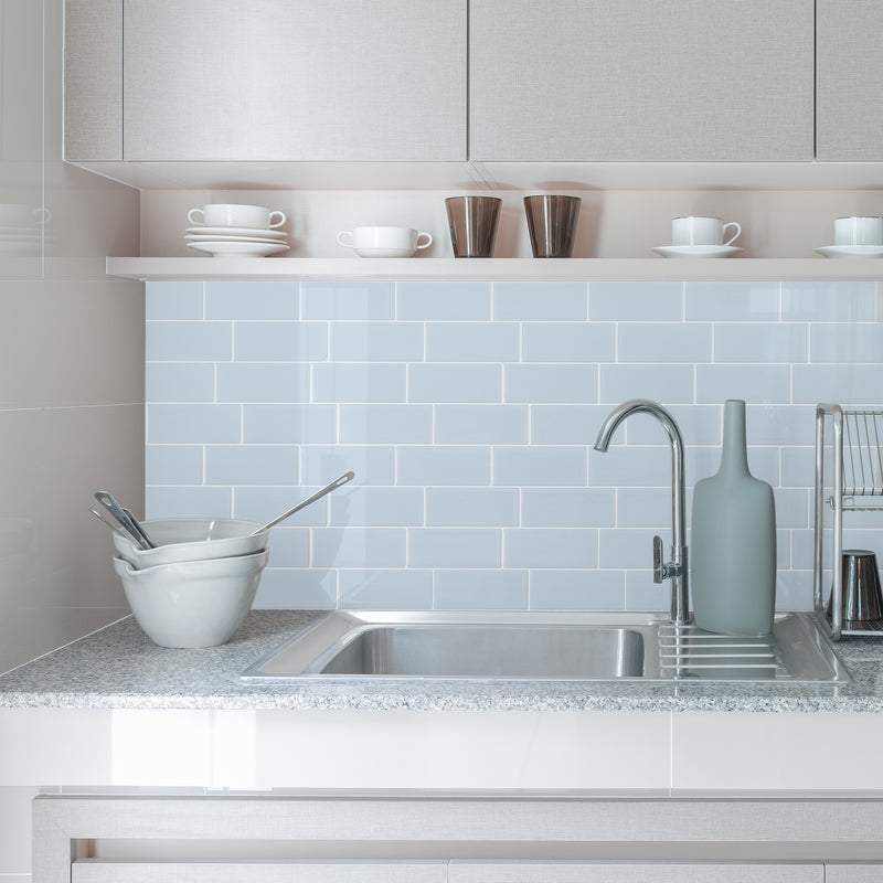 METRO Blue peel and stick backsplash tile smart tiles for kitchen, bathroom, vr and fireplace