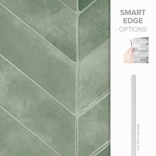 Smart Edge peel and stick backsplash tile Chevron herringbone green Smart Tiles