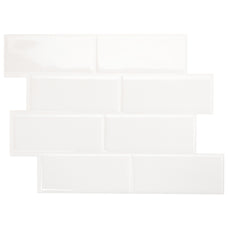 METRO White peel and stick backsplash tile smart tiles for kitchen, bathroom, vr and fireplace