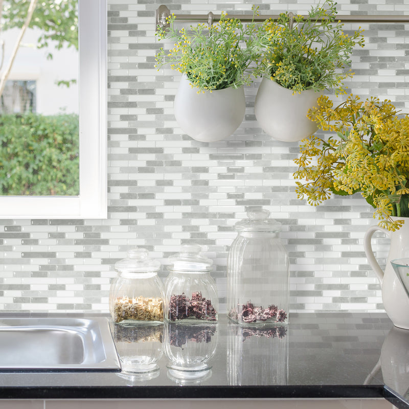 MURETTO Grey, White peel and stick backsplash tile smart tiles for kitchen, bathroom, vr and fireplace