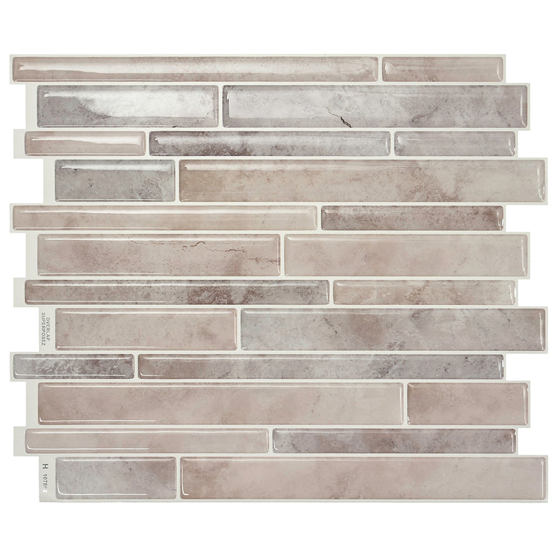 MILANO Beige, Grey peel and stick backsplash tile smart tiles for kitchen, bathroom, vr and fireplace