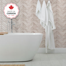 Bathroom peel and stick backsplash tile Chevron herringbone pink Smart Tiles